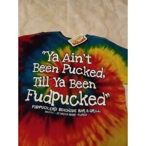 Fudpuckers Tie-Dye T-Shirt "Ya Aint Been Pucked" Destin Florida Large